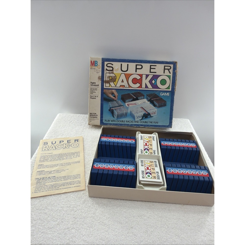 Vintage 1983 COMPLETE Super Rack-O Game Milton Bradley Double Card Racks Racko